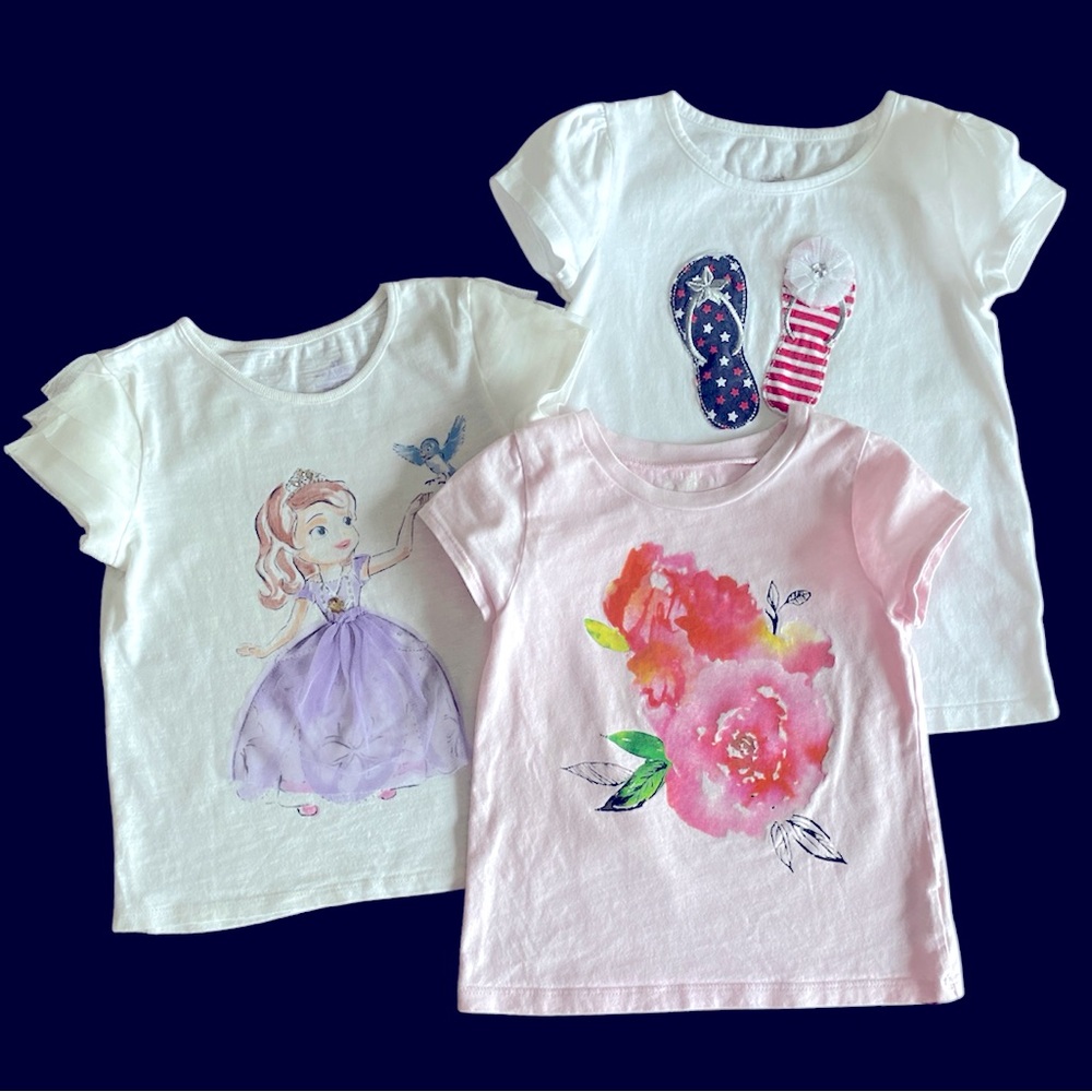 Bundle of 3 White and Pink Short Sleeve Tees